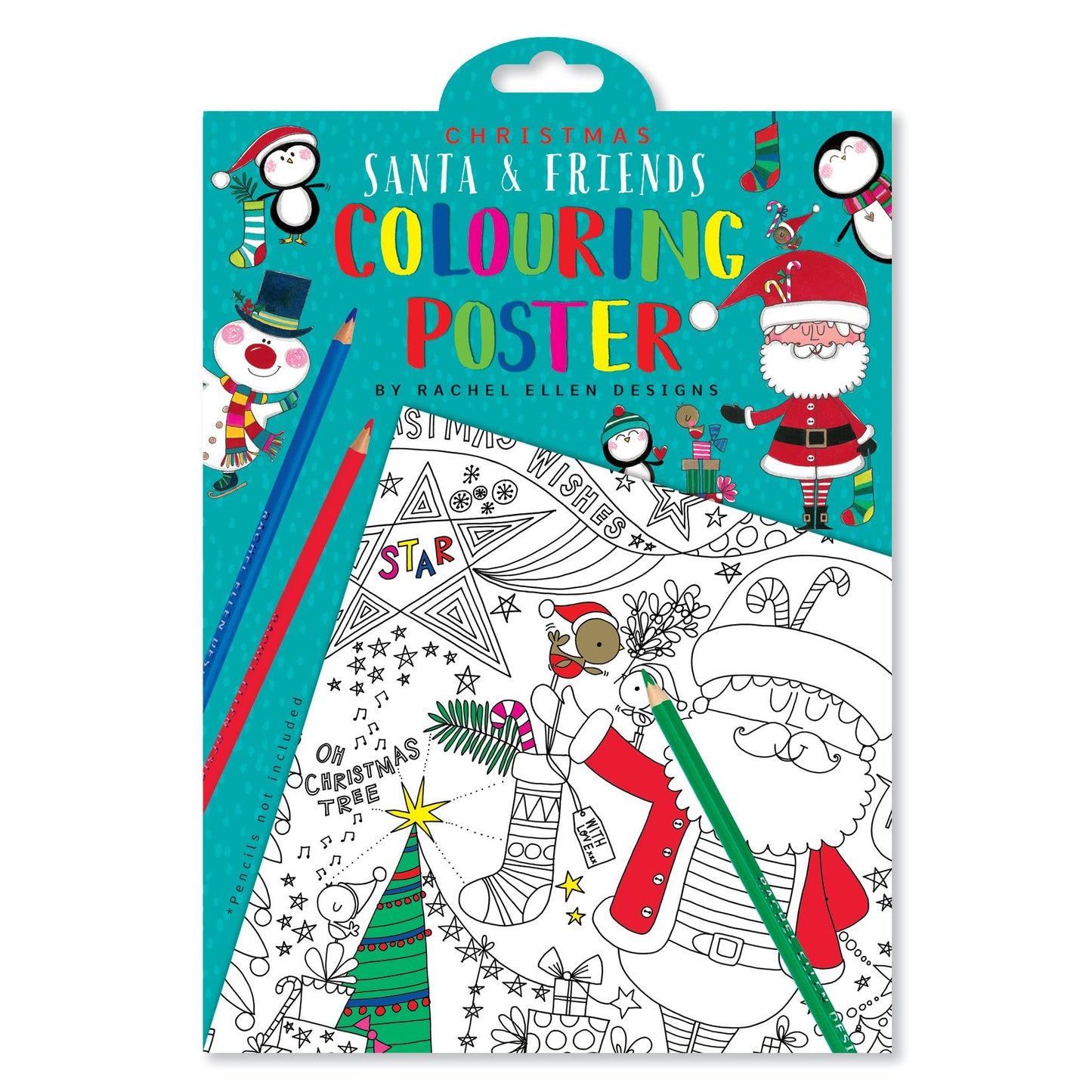 Christmas Santa & Friends Colouring Poster