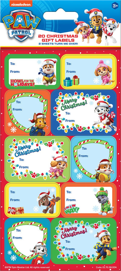 Paw Patrol Christmas Gift Labels
