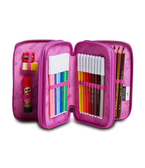 Seven 3 Zip Filled Pencil Case Drawingpin Girl