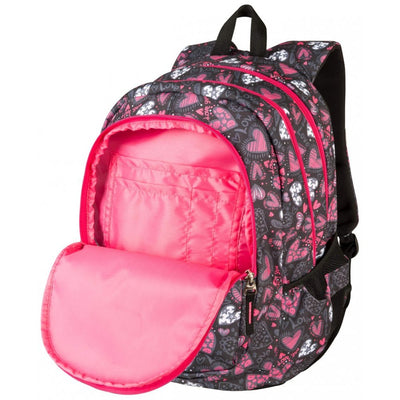 Backpack Large 2 zip Fit A4 Pink Hearts