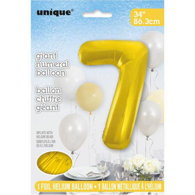 Foil Giant Helium Number Balloon 86Cm Gold - 7