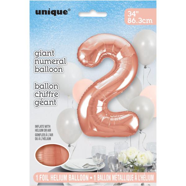 Foil Giant Helium Number Balloon 86Cm Rose Gold - 2