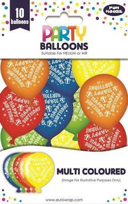 Coloured Balloons X10Psc Printed Happy Birthday