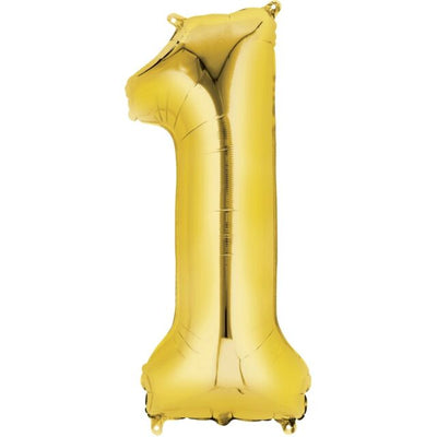 Foil Giant Helium Number Balloon 86Cm Gold - 1