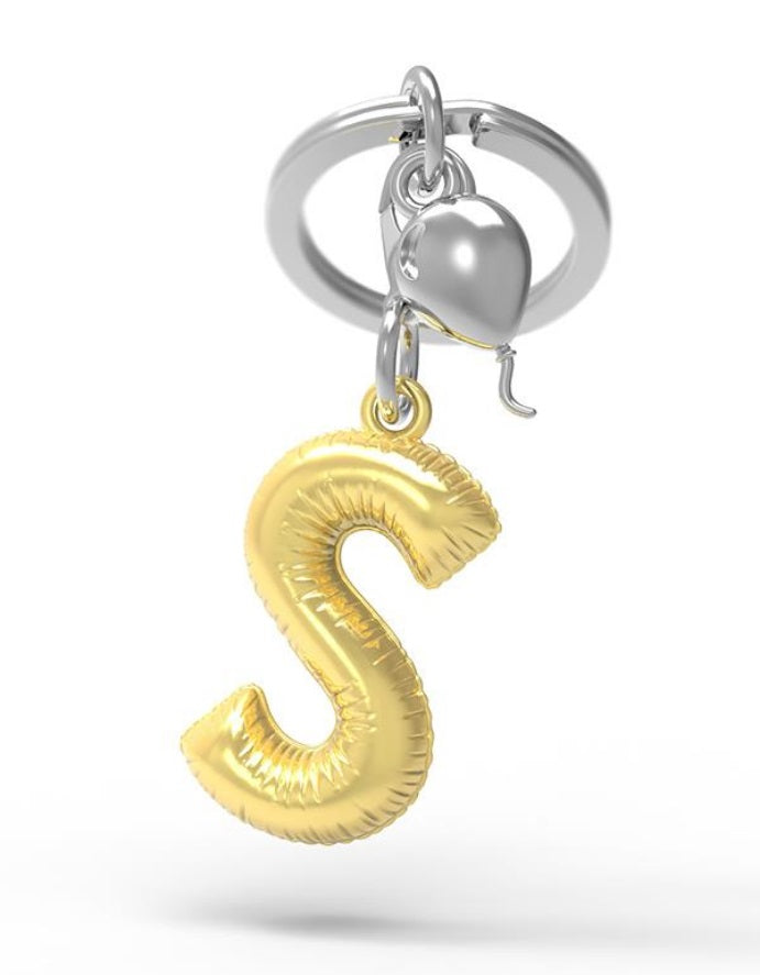 Keychain Golden Balloon Letter S