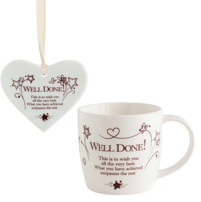 Well Done - Ceramic Mug & Heart Gift Set.