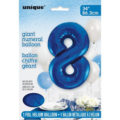 Foil Giant Helium Number Balloon 86Cm Blue - 8