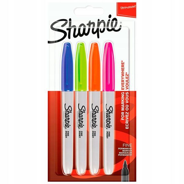 Sharpie Fine Permanent Marker X4 Colours