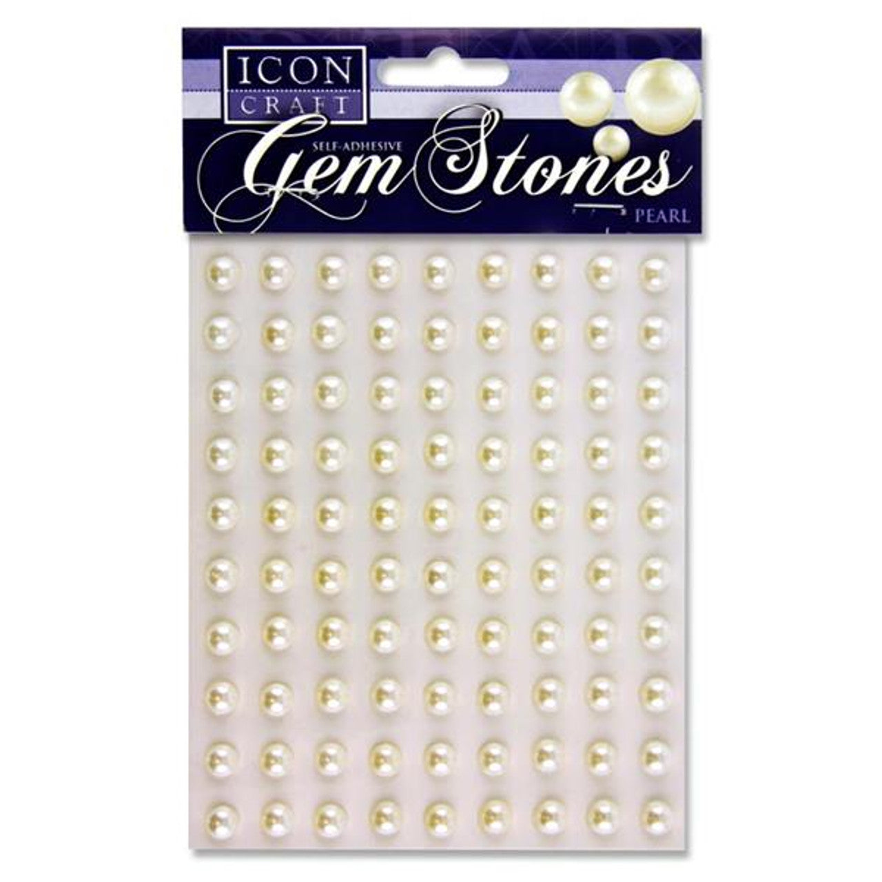 Pearl White Self Adhesive 8Mm Gem Stones X 90Pcs