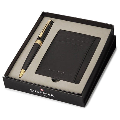Sheaffer Giftset Balpen Glossy Black Gold And Creditcardhouder