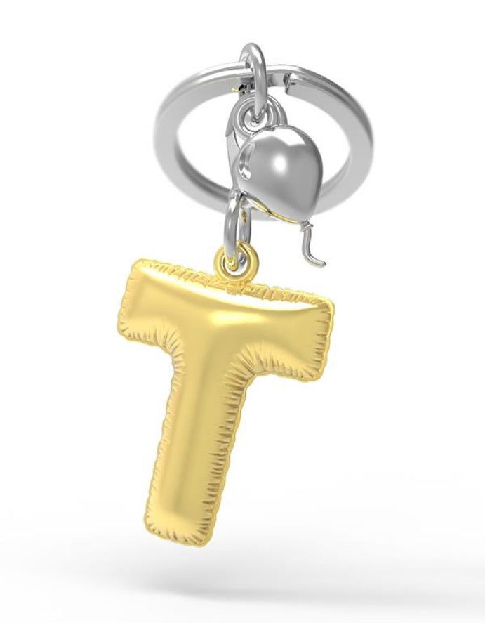 Keychain Golden Balloon Letter T