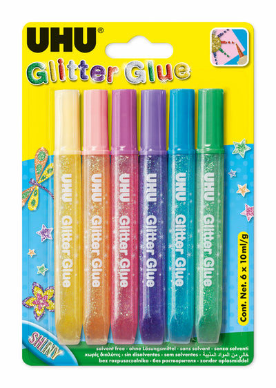 Uhu Art Glitter Glue Shiny 6 X 10Ml 