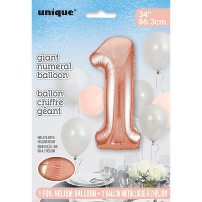 Foil Giant Helium Number Balloon 86Cm Rose Gold - 1