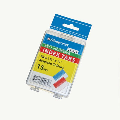 INDEX TABS - self adhesive - assorted colours - 15pcs