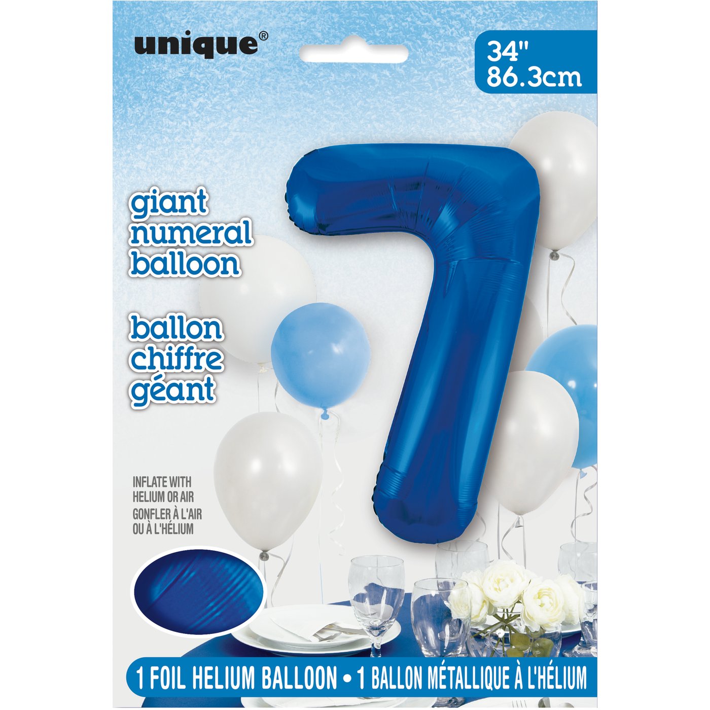Foil Giant Helium Number Balloon 86Cm Blue - 7