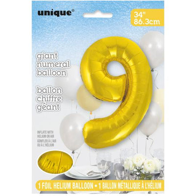 Foil Giant Helium Number Balloon 86Cm Gold - 9