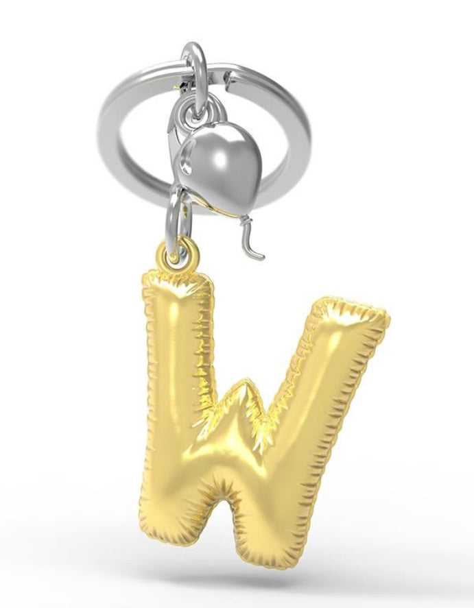 Keychain Golden Balloon Letter W