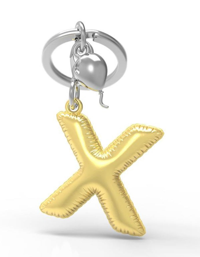 Keychain Golden Balloon Letter X