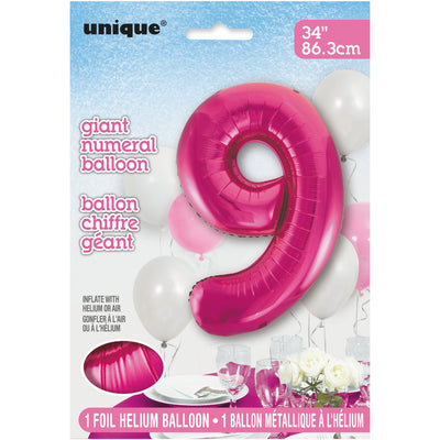 Foil Giant Helium Number Balloon 86Cm Pink - 9