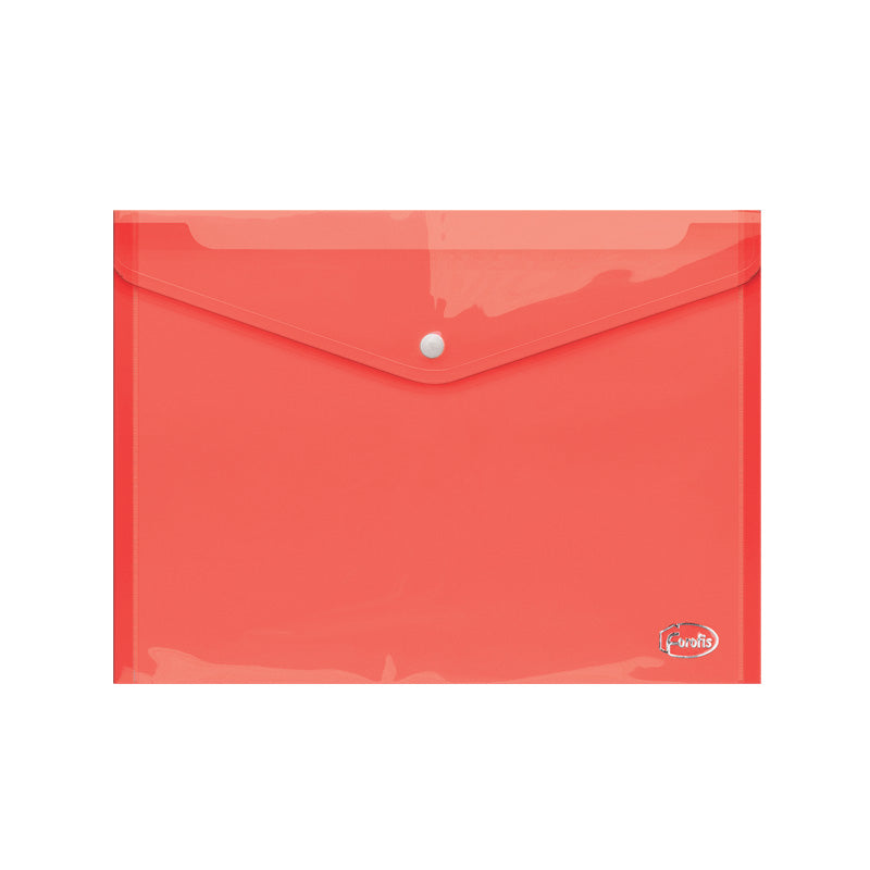 Button A4 Plastic Envelope Transperant Red