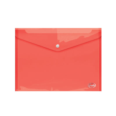 Button A4 Plastic Envelope Transperant Red