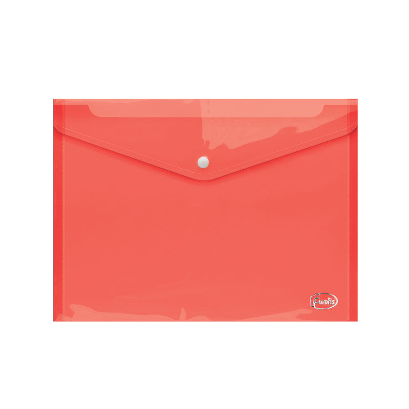 Button A4 Plastic Folder Transperant Red