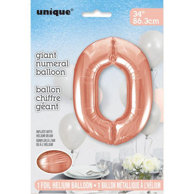 Foil Giant Helium Number Balloon 86Cm Rose Gold - 0