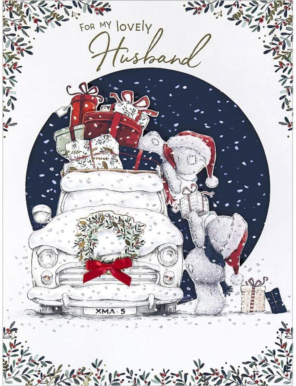 Bear Packing Car Lovely A4 Husband Boxed Christmas Card