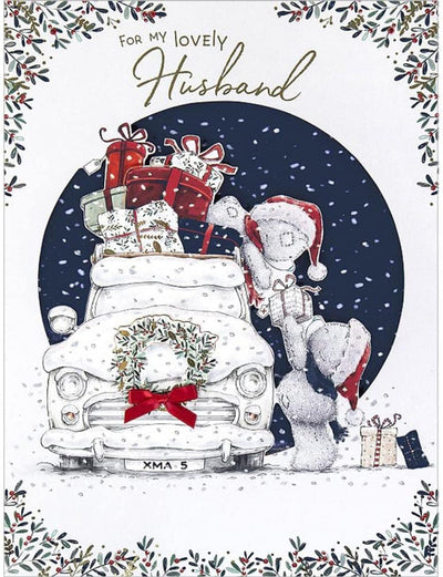 Bear Packing Car Lovely A4 Husband Boxed Christmas Card